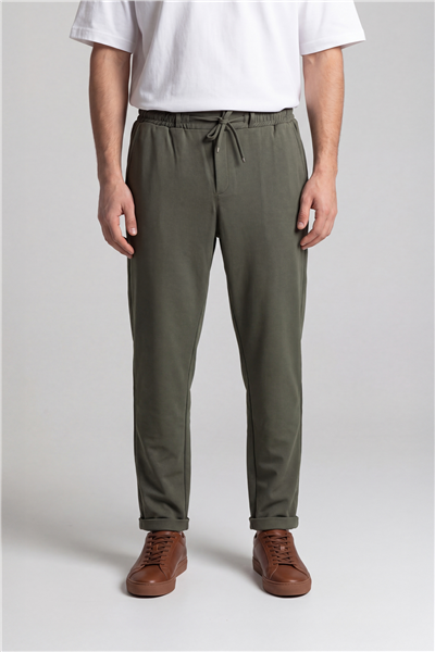 Erkek Haki Regular Fit Standart Boy Dokuma Armürlü Jogger Pantolon