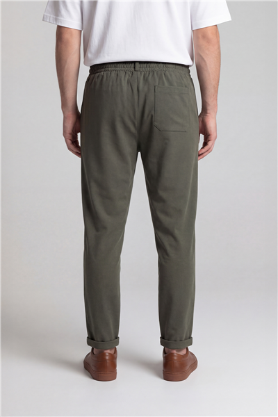 Erkek Haki Regular Fit Standart Boy Dokuma Armürlü Jogger Pantolon