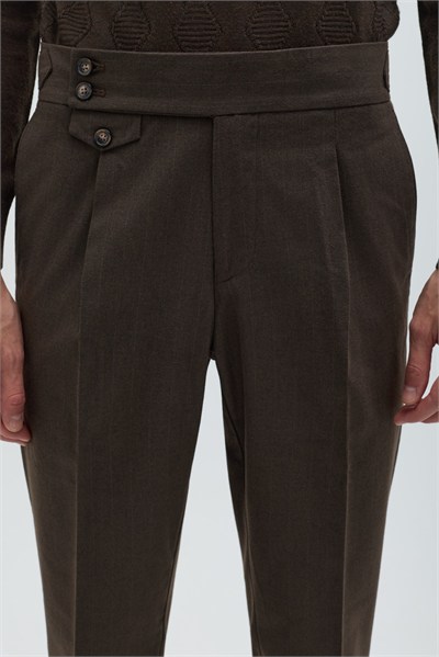 Erkek Kahve Normal Kesim Regular Fit Normal Bel Pantolon