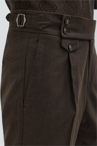 Erkek Kahve Normal Kesim Regular Fit Normal Bel Pantolon