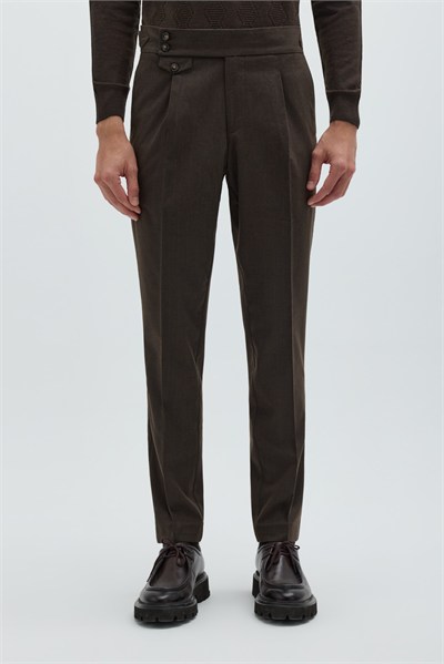 Erkek Kahve Normal Kesim Regular Fit Normal Bel Pantolon