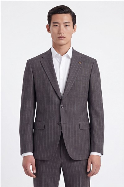 Giotelli Erkek Kahve Dar Kesim Slim Fit Viskon Dokuma Normal Bel 4 Drop Klasik Takım Elbise