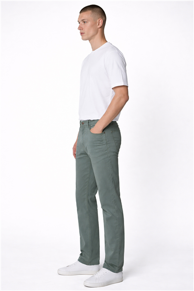 Giotelli Erkek Haki Dar Kesim Slim Fit Dokuma Beş Cep Normal Bel Pantolon