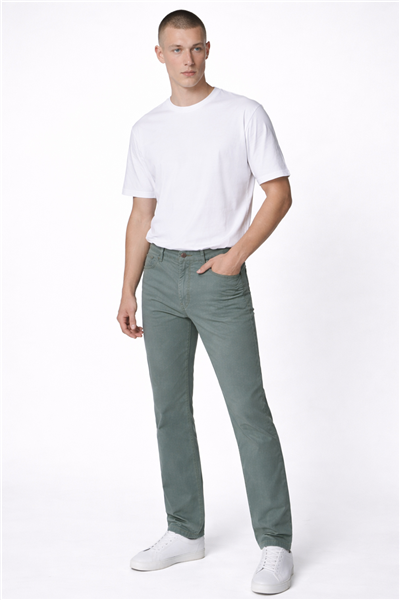 Giotelli Erkek Haki Dar Kesim Slim Fit Dokuma Beş Cep Normal Bel Pantolon