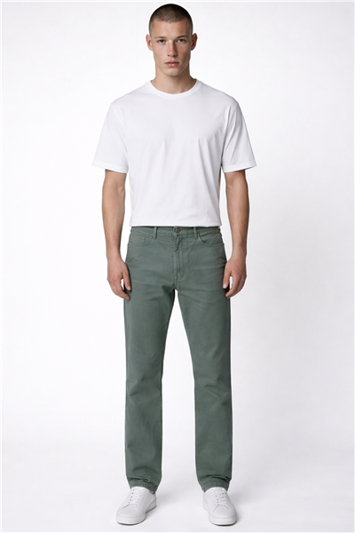 Giotelli Erkek Haki Dar Kesim Slim Fit Dokuma Beş Cep Normal Bel Pantolon