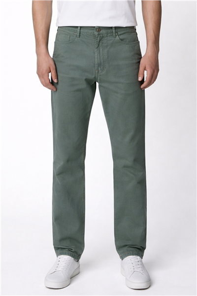 Giotelli Erkek Haki Dar Kesim Slim Fit Dokuma Beş Cep Normal Bel Pantolon