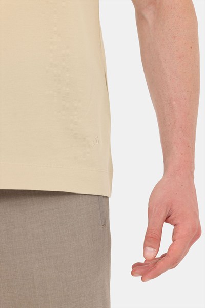 Erkek Koyu Krem Normal Kesim Regular Fit %100 Pamuk Dokuma Bisiklet Yaka Basic T-Shirt