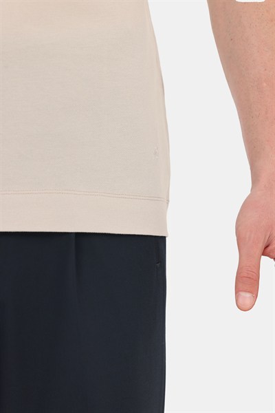 Erkek Krem Normal Kesim Regular Fit %100 Pamuk Dokuma Bisiklet Yaka Basic T-Shirt