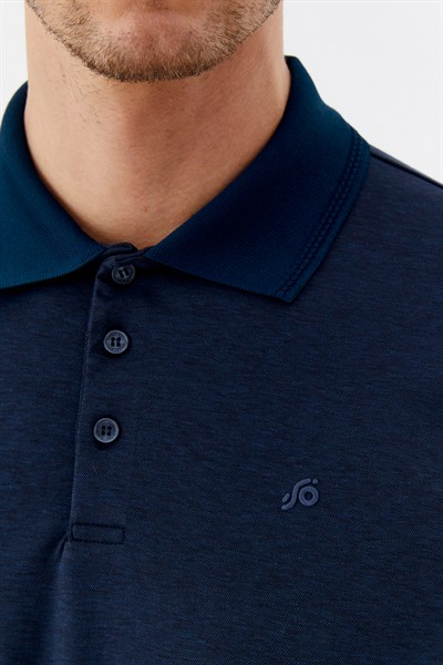 Lacivert Pamuklu Pike Regular Fit Polo Yaka T-shirt
