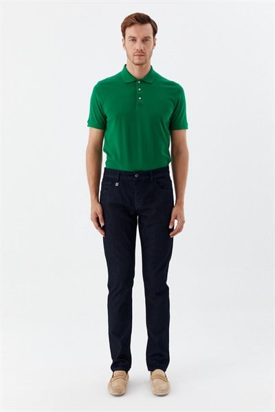 Lacivert Regular Fit Pamuklu Beş Cep Normal Bel Denim Pantolon