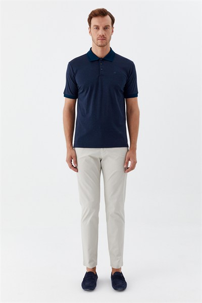 Lacivert Pamuklu Pike Regular Fit Polo Yaka T-shirt
