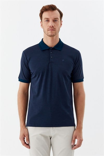 Lacivert Pamuklu Pike Regular Fit Polo Yaka T-shirt