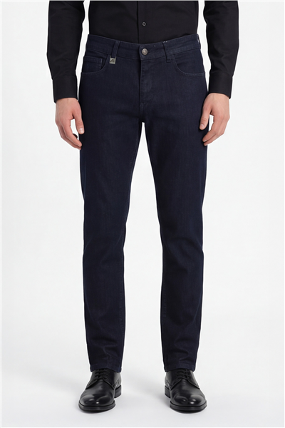 Erkek Lacivert Normal Kesim Regular Fit Beş Cep Normal Bel Denim Pantolon 