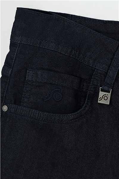 Erkek Lacivert Normal Kesim Regular Fit Beş Cep Normal Bel Denim Pantolon 