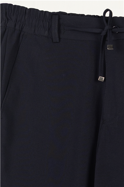Erkek Lacivert Regular Fit Standart Boy Dokuma Armürlü Pantolon