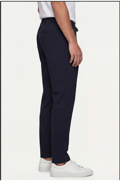 Erkek Lacivert Regular Fit Standart Boy Dokuma Armürlü Pantolon