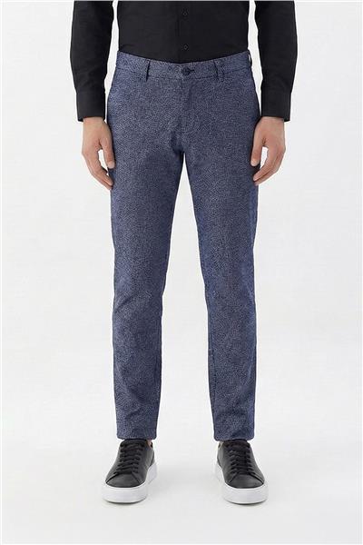 Erkek Lacivert Pamuklu Yan Cepli Regular Fit Pantolon