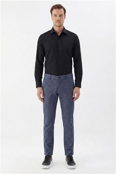 Erkek Lacivert Pamuklu Yan Cepli Regular Fit Pantolon