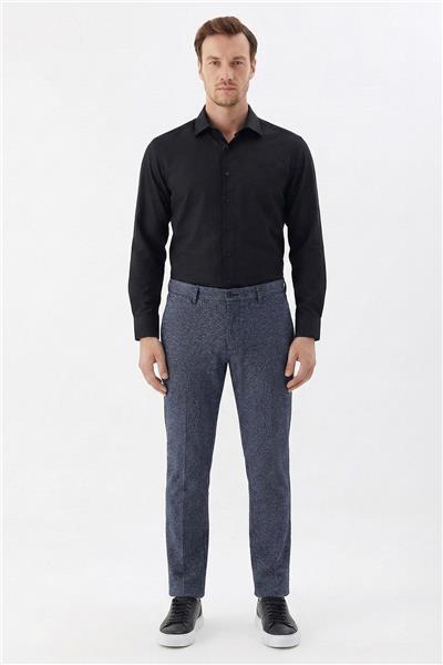 Erkek Siyah Pamuklu Yan Cepli Regular Fit Pantolon