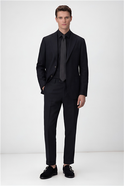 Erkek Siyah Dar Kesim Slim Fit %100 Keten Mono Yaka Astarsız Çift Yırtmaçlı 6 Drop Takım Elbise