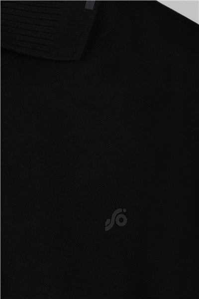 Erkek Siyah Dar Kesim Slim Fit %100 Pamuk Pike Polo Yaka Tişört