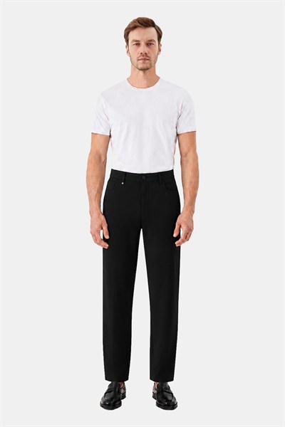 Erkek Siyah Normal Kesim Regular Fit Pantolon