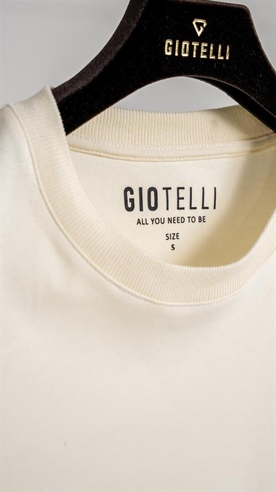 Giotelli Erkek Ekru Normal Kesim Regular Fit %100 Pamuk Dokuma Bisiklet Yaka Tişört