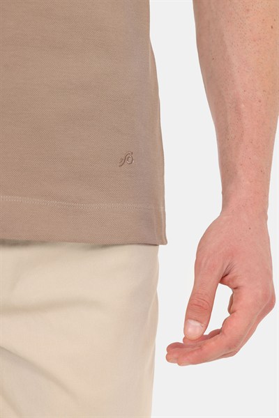 Erkek Taba Normal Kesim Regular Fit %100 Pamuk Dokuma Bisiklet Yaka Basic T-Shirt