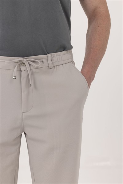 Taş Dokulu Arka Lastikli Köprü Kemerli Bağcıklı Slim Fit Jogger Pantolon