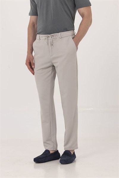 Taş Dokulu Arka Lastikli Köprü Kemerli Bağcıklı Slim Fit Jogger Pantolon