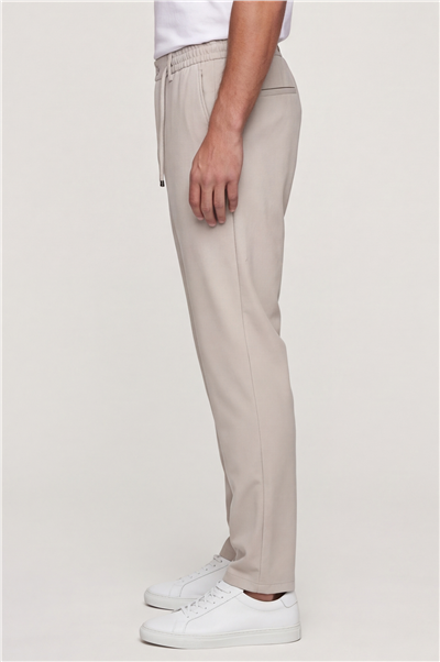 Erkek Taş Renk Regular Fit Standart Boy Dokuma Armürlü Pantolon