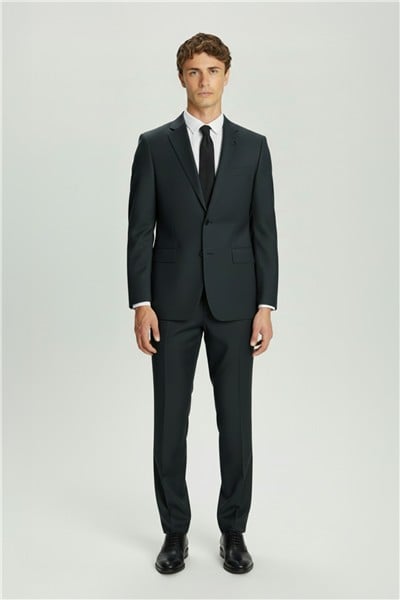 Erkek Yeşil Dar Kesim Slim Fit Mono Yaka Fleto Kapaklı Cep 6 Drop Takım Elbise