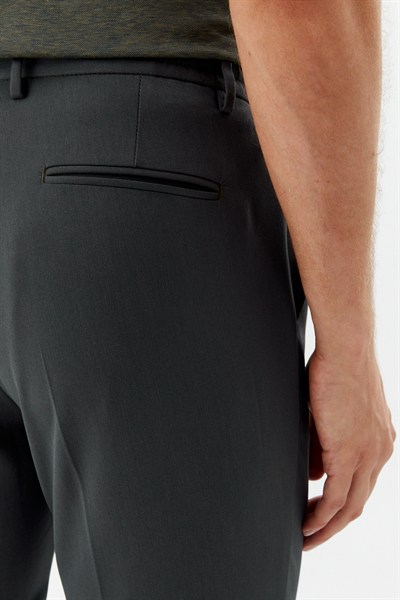 Erkek Zümrüt Dar Kesim Slim Fit Dokuma Yan Cep Jogger Pantolon
