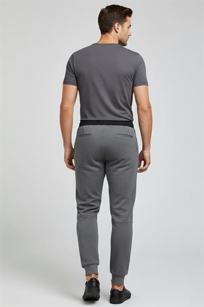 Giotelli Erkek Antrasit Normal Kesim Regular Fit Viskon Fermuar Cepli Bel Lastikli Jogger Eşofman Altı