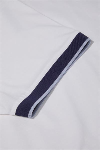 Fermuarlı Polo Yaka  Erkek T-Shirt Beyaz