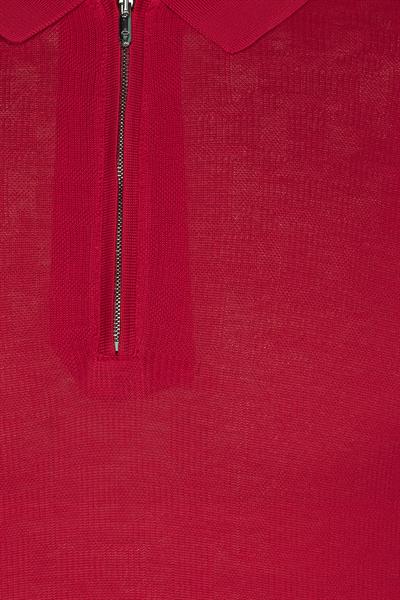 FERMUARLI  POLO YAKA ERKEK T-SHIRT Kırmızı