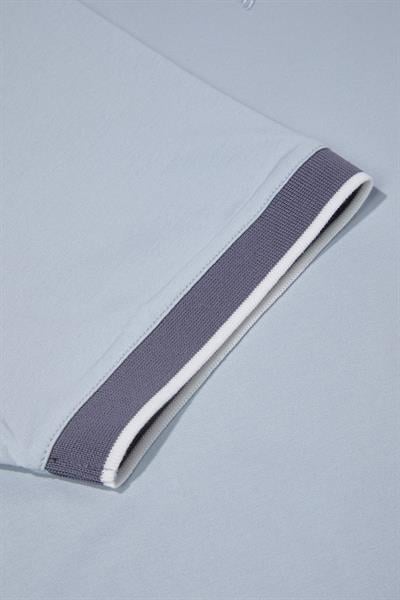 Fermuarlı Polo Yaka  Erkek T-Shirt Açık Gri