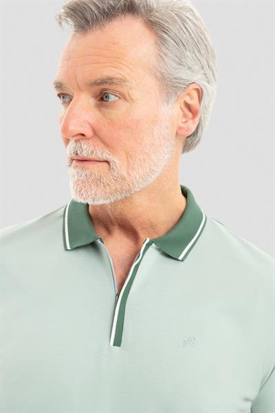 Fermuarlı Polo Yaka  Erkek T-Shirt Açık Yeşil