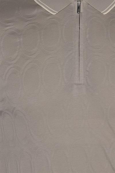 FERMUARLI POLO YAKA ERKEK T-SHIRT Açık Bej