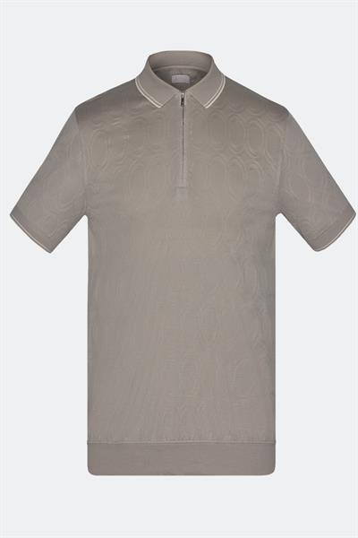 FERMUARLI POLO YAKA ERKEK T-SHIRT Açık Bej