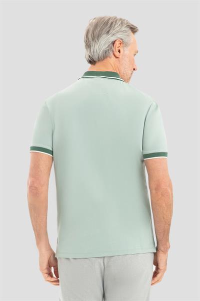 Fermuarlı Polo Yaka  Erkek T-Shirt Açık Yeşil