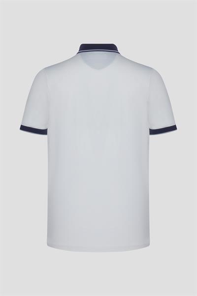 Fermuarlı Polo Yaka  Erkek T-Shirt Beyaz
