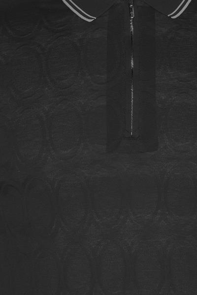 FERMUARLI POLO YAKA ERKEK T-SHIRT Siyah