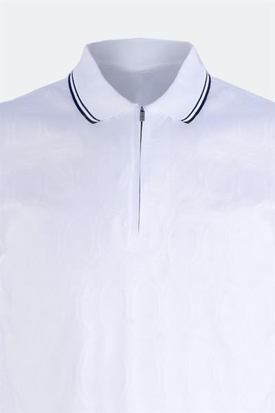 FERMUARLI POLO YAKA ERKEK T-SHIRT Beyaz