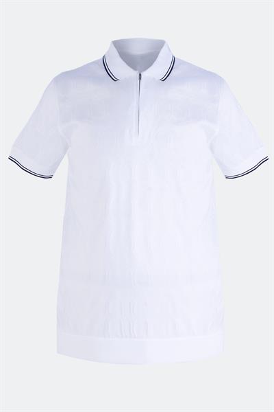 FERMUARLI POLO YAKA ERKEK T-SHIRT Beyaz