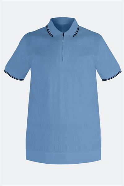 FERMUARLI POLO YAKA ERKEK T-SHIRT Turkuaz