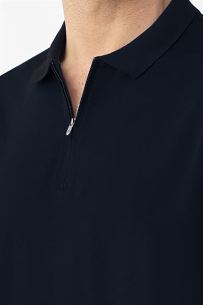 FERMUARLI  POLO YAKA ERKEK T-SHIRT Siyah