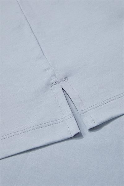 Fermuarlı Polo Yaka  Erkek T-Shirt Açık Gri