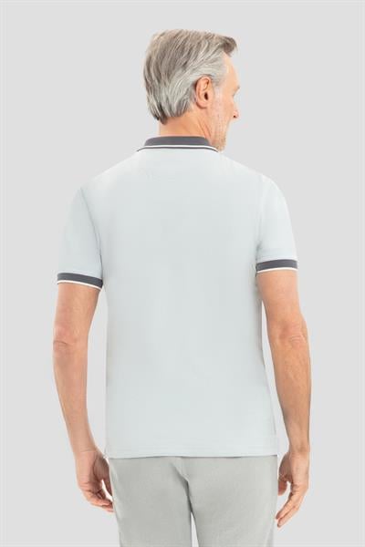 Fermuarlı Polo Yaka  Erkek T-Shirt Açık Gri