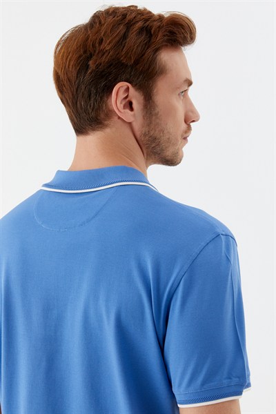 Mavi Regular Fit %100 Pamuk Fermuarlı Polo Yaka T-shirt